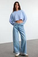 Trendyol Light Blue Regular Waist Folded Baggy Balloon Jeans