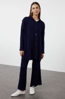 Trendyol Navy Blue Collar Detailed Cardigan-Pants Knitwear Suit