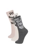 DEFACTO Women's 3-Piece Cotton Long Socks