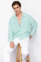 Trendyol Mint Oversize Fit Open Collar Summer Linen Look Shirt