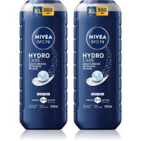NIVEA MEN Hydrocare гель для душу для обличчя, тіла та волосся вигідна упаковка 2 x 500 ml