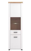 Vysoká vitrína s osvetlením police lotta - biela/dub artisan