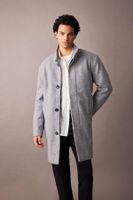 DEFACTO Regular Fit Cashmere Coat Parka Stand Collar Buttoned Pocket