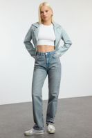 Trendyol Blue More Sustainable High Waist Long Straight Jeans