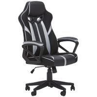 MID.YOU HERNÁ STOLIČKA, vzhľad kože, sieťovina, čierna, strieborná