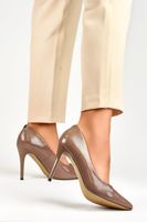 primohurt Brązowe lakierowane szpilki damskie