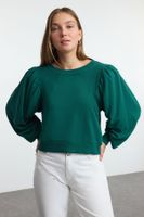 Trendyol Emerald Green Thick Regular Regular Pattern Balloon Sleeve Knitted Sweatshirt