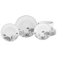 Creatable JEDÁLENSKÝ SERVIS Luna Black flower 18-dielne