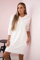 Velurové šaty s kapucí ecru