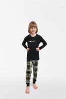 Seward boys' pyjamas, long sleeves, long trousers - dark melange/print