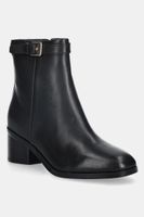 Kožené členkové topánky Tommy Hilfiger TH BUCKLE RIDING MID HEEL BOOTIE