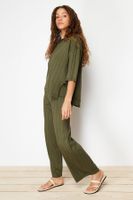 Trendyol Green Basic Ribbed Knitwear Two Piece Set