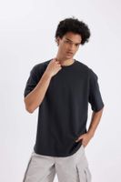 DEFACTO Oversize Wide Pattern Crew Neck Short Sleeve Heavy Fabric Basic Plain T-Shirt