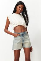 Trendyol Blue Wash Effect Denim Shorts & Bermuda