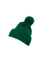 Pom Pom Knit hat with cuff spruce green