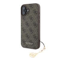 GUESS 4G Ovitek z obeskom Apple iPhone 16 rjav