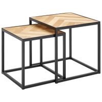 MID.YOU SADA ZASÚVACÍCH STOLÍKOV, farba jedľového dreva, čierna, kov, kompozitné drevo, drevo, 40/35/40/35/40/35 cm