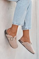 Boto Klapki Damskie Z Futerkiem Typu Baranek Beżowe Lorivine