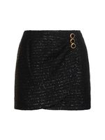 Sequined Tweed Draped Mini Skirt