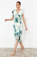 Trendyol Indigo Abstract A-line Chiffon Midi Woven Dress