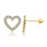 Olivie Strieborné náušnice GOLD moissanitové SRDCE 9810