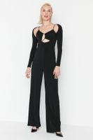 Trendyol Black Asymmetrical Collar Detailed Jumpsuit