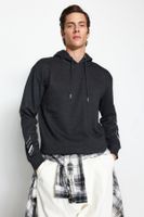 Trendyol Anthracite Oversize/Wide Cut Text Printed Inside Polar Fleece/Warm Sweatshirt