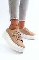 Women's leather platform sneakers brown Pernalia