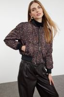 Trendyol Multicolored Brown Leopard Patterned Oversize Quilted Puffer Jacket