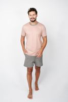 Men's pyjamas Nikodem, short sleeves, shorts - salmon pink/medium melange