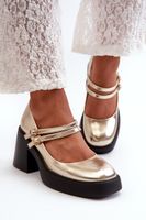 Boto Műbőr pumpák a Chunky Heel Gold Halminán