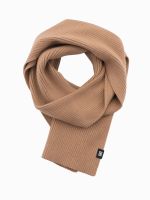 Ombre Men's monochromatic ribbed knit scarf - light brown