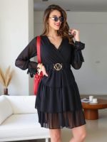 Resti Damska sukienka mini z falbankami i kopertowym dekoltem