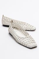 LuviShoes ARCOLA Women's White Knitted Patterned Flats