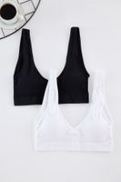 Trendyol Black-White 2-Pack Seamless/Seamless Non-wired Covered Triangle Knitted Bra