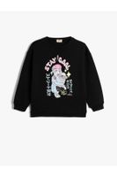 Koton Anime Printed Sweatshirt Crew Neck Raised