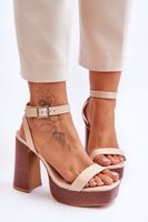 Leather sandals on a robust platform beige marina