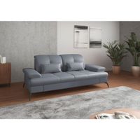 Sit & More TROJMIESTNA POHOVKA, sivomodrá, pravá koža
