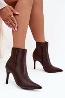 Boto Vytápěné dámské kotníkové boty na podpatku ekologická kůže čokoládové Nolisse
