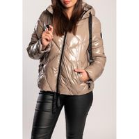 Kurze Steppjacke Mit Kapuze, Beige