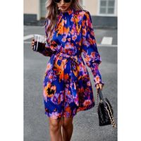 Elegantna Mini Haljina S Uzorkom, Plava