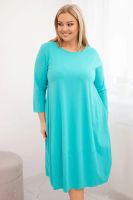 Kesi Włoski Sukienka damska bawełniana Plus Size z podwijanym rękawem i kieszeniami miętowa