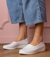 Gemre Białe damskie tenisówki z cyrkoniami Luizet