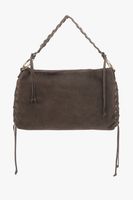 Estro: Ciemnobrązowa torebka damska typu boho z plecioną rączką z włoskiego weluru naturalnego Premium