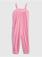 Růžový holčičí dětský overal strappy bubble jumpsuits GAP