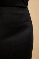 Marisse Black Metallic Thread Pencil Skirt