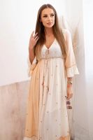 Kesi Włoski Women's viscose dress with embellishments beige