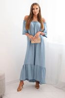 Kesi Włoski Women's dress with short sleeves and frill light denim
