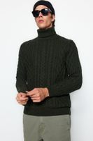 Trendyol Khaki Slim Fit Wool Turtleneck Hair Knit Sweater