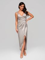 Edoti Women's midi dress with slim straps and a sweetheart neckline LIDIA DL